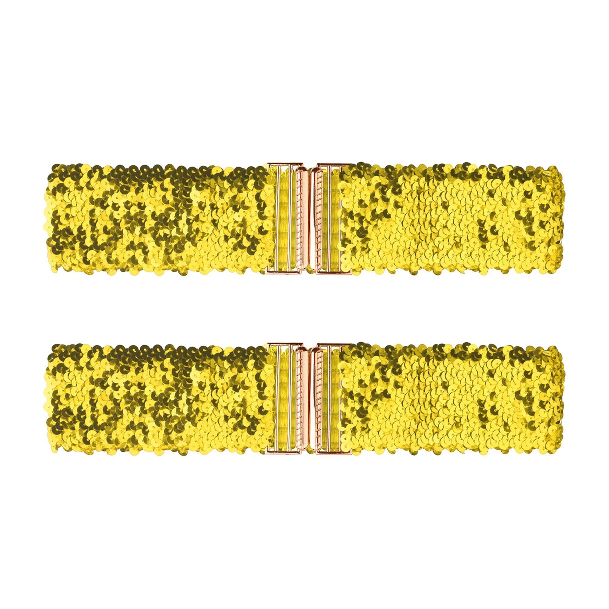 2483 Ladies Shinny Wide Waist Belts Interlock Buckles Sequins Decor Stretchy
